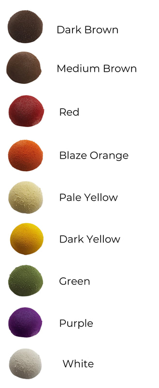 The cocoa-butter color chart Pugnuts uses to finish cakes.